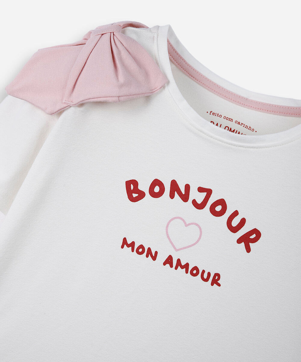 blusa infantil de algodão com laço off white