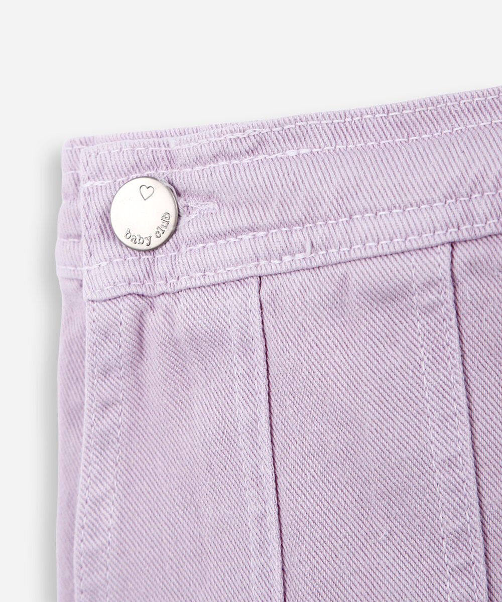 short saia de algodão com pregas lilás