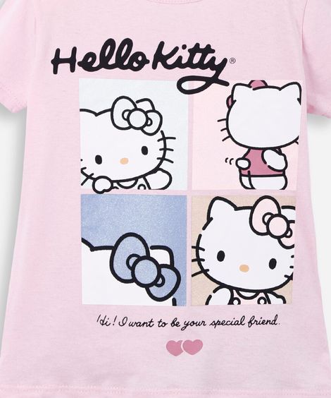 conjunto infantil de algodão hello kitty rosa