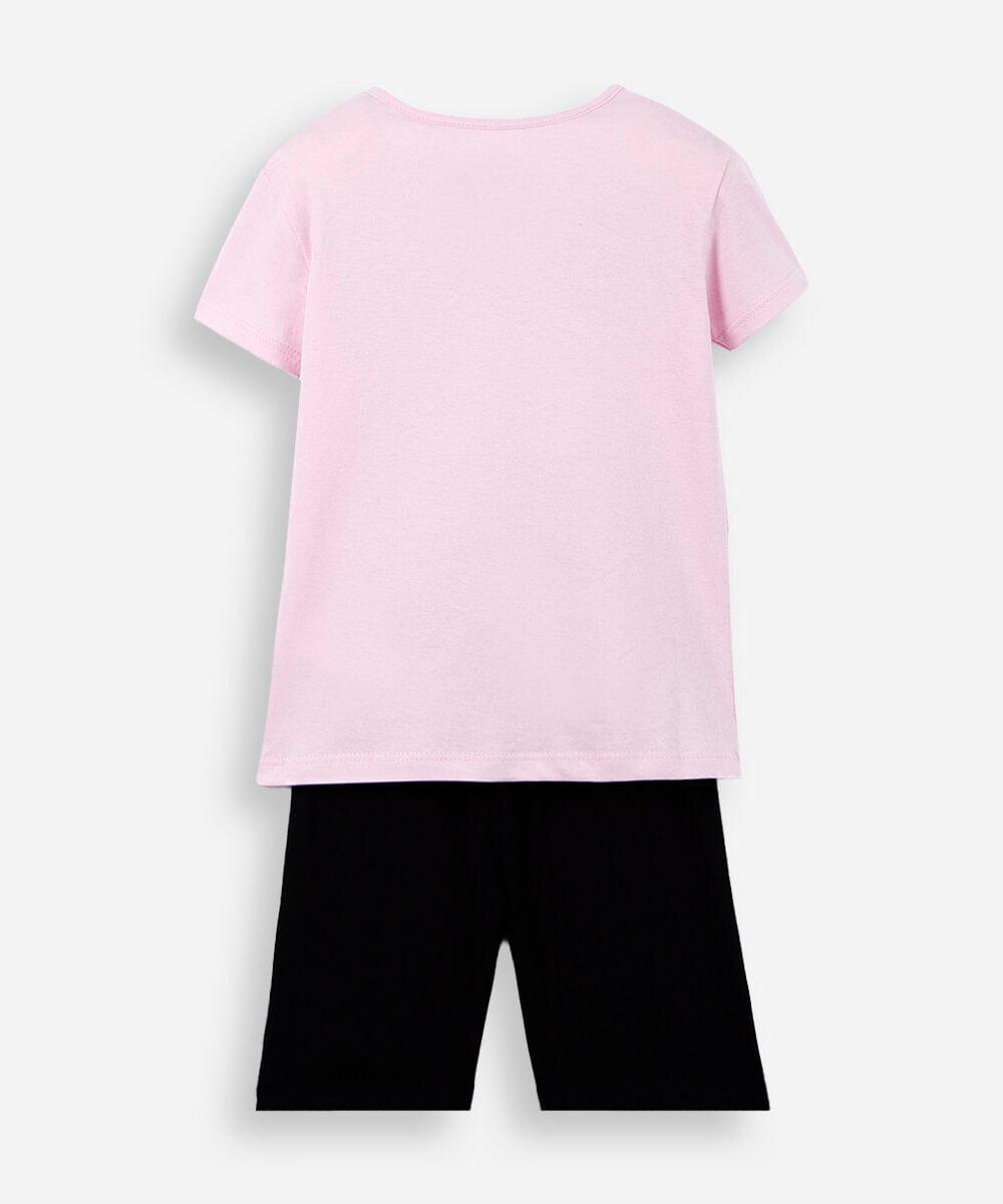 conjunto infantil de algodão hello kitty rosa