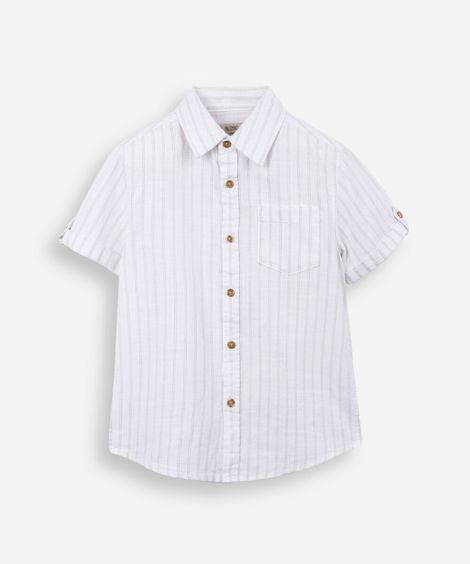 camisa infantil de algodão com manga curta branco
