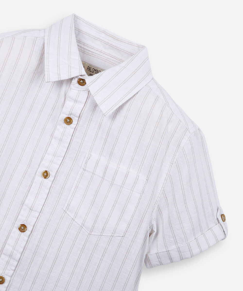 camisa infantil de algodão com manga curta branco