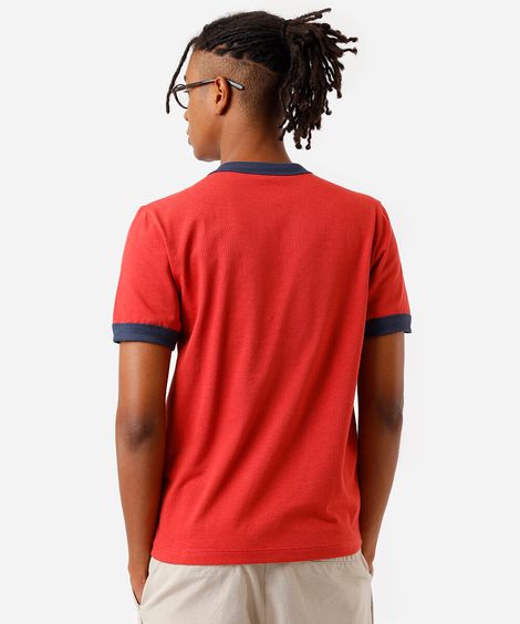 camiseta masculina de algodão estampada vermelha