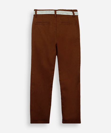 calça de sarja infantil com cinto marrom