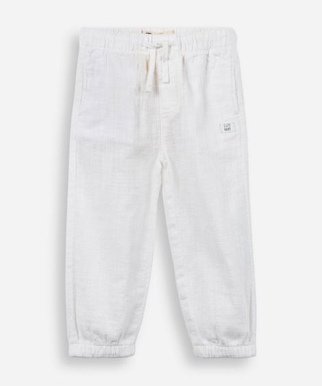 calça infantil de algodão com bolsos off white
