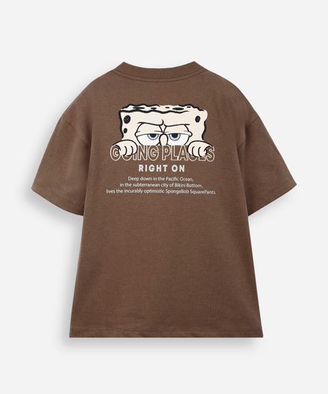 camiseta infantil de algodão bob esponja marrom