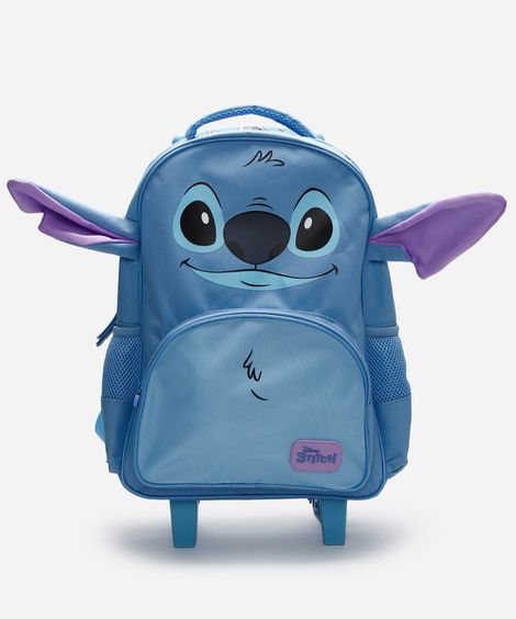 mochila infantil de rodinha stitch azul