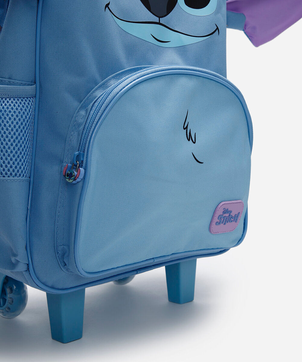 mochila infantil de rodinha stitch azul