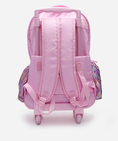 mochila infantil de rodinha hello kitty rosa