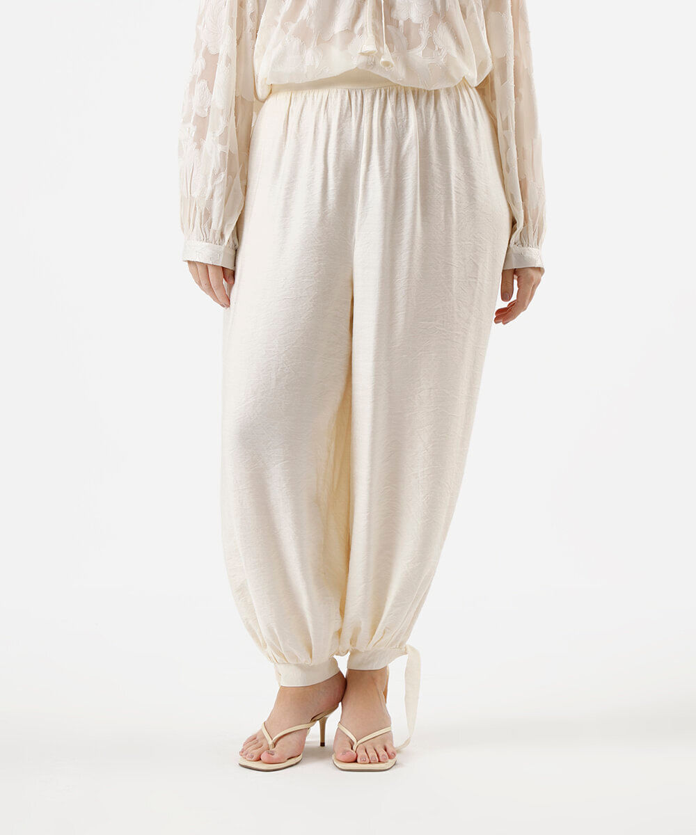 calça aladim feminina com viscose cós elástico plus size off white