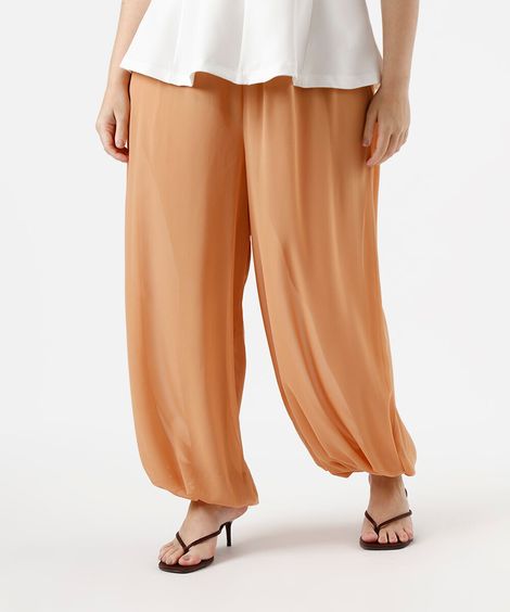 calça aladim feminina cós elástico plus size laranja