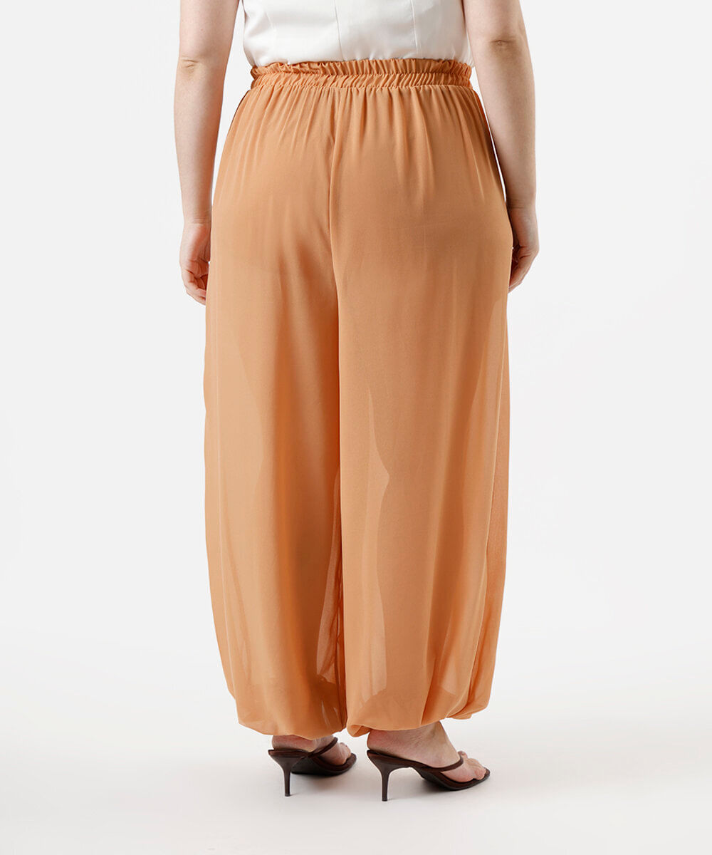 calça aladim feminina cós elástico plus size laranja