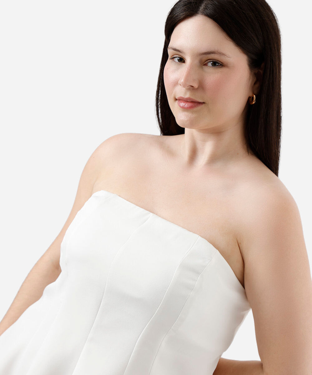 blusa peplum sem alça feminina plus size off white