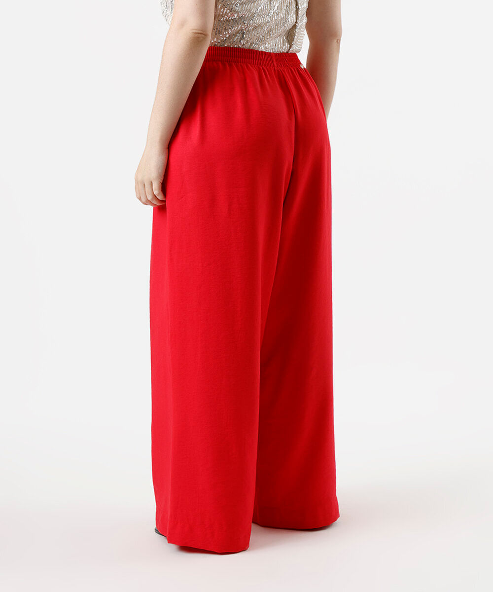 calça alfaiataria com prega e bolso plus size vermelha