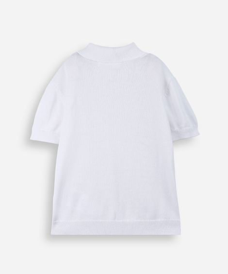 polo infantil de tricô com mangas curtas off white