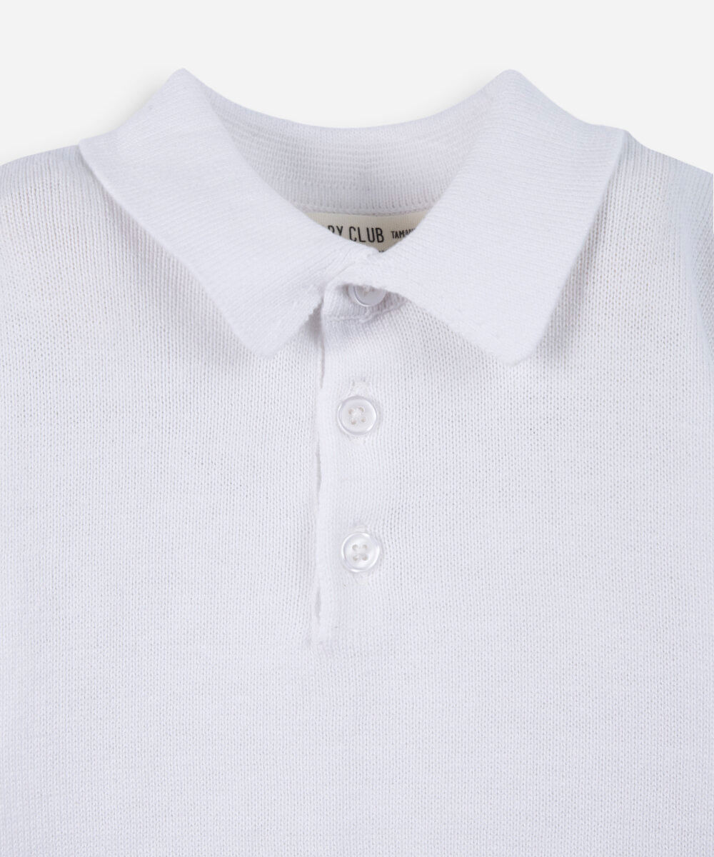 polo infantil de tricô com mangas curtas off white