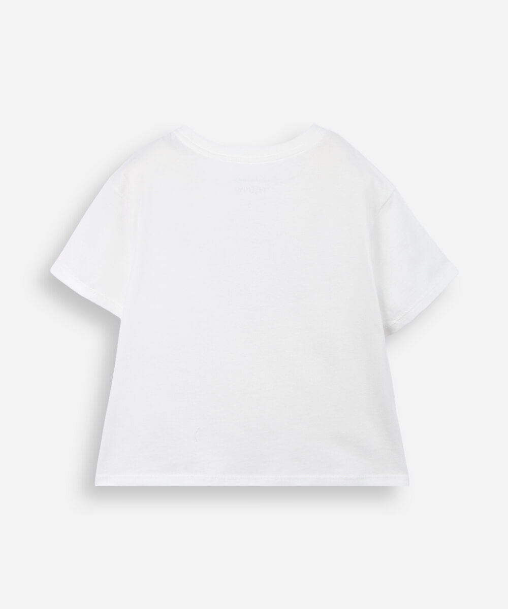 camiseta infantil de algodão concha estampada off white