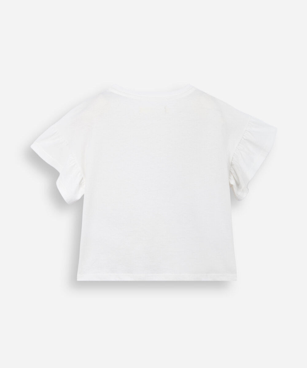 blusa infantil de algodão com paetês e borboletas off white