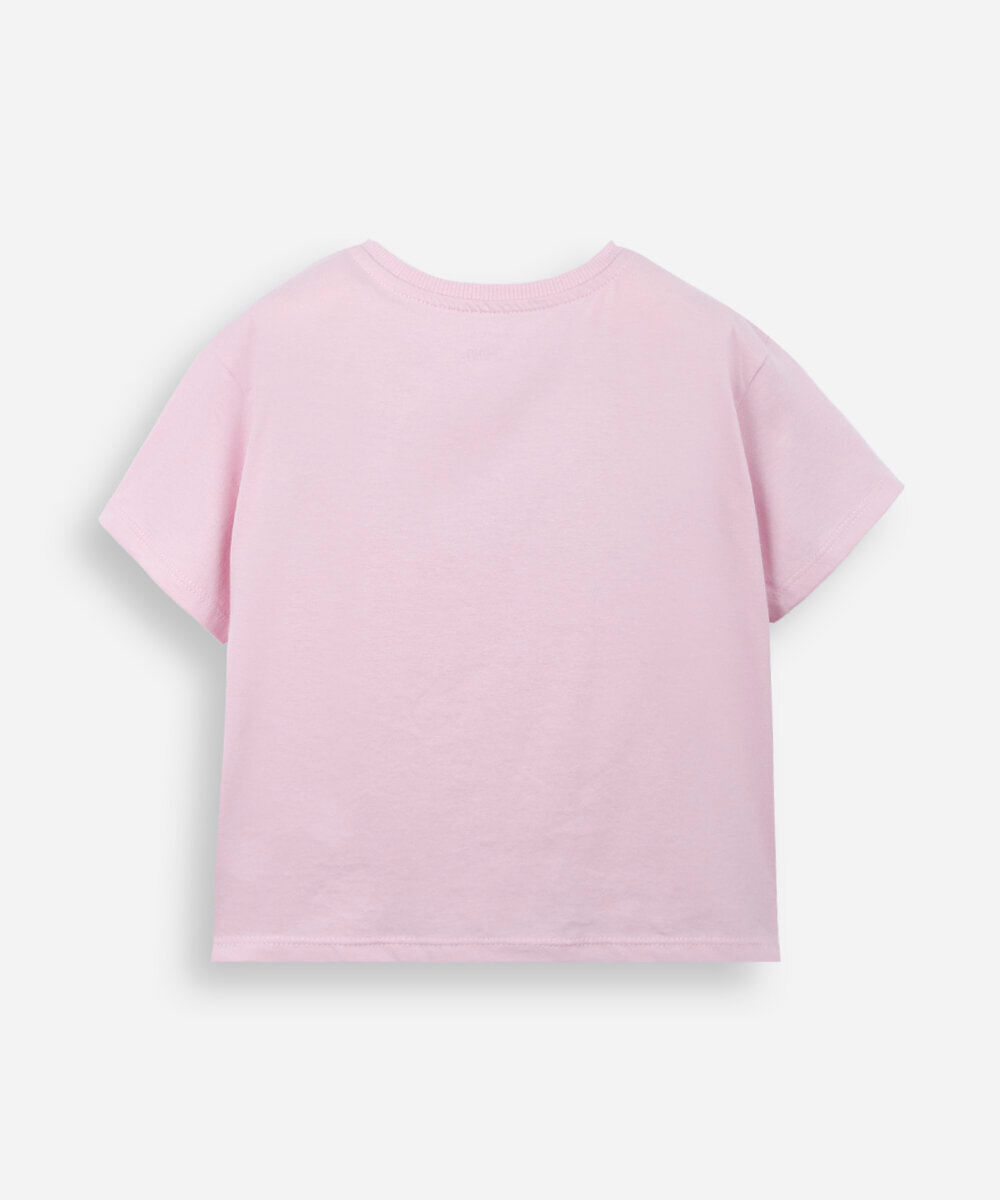 camiseta infantil de algodão borboleta estampada  rosa