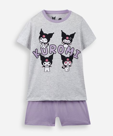 pijama infantil de algodão hello kitty lilás