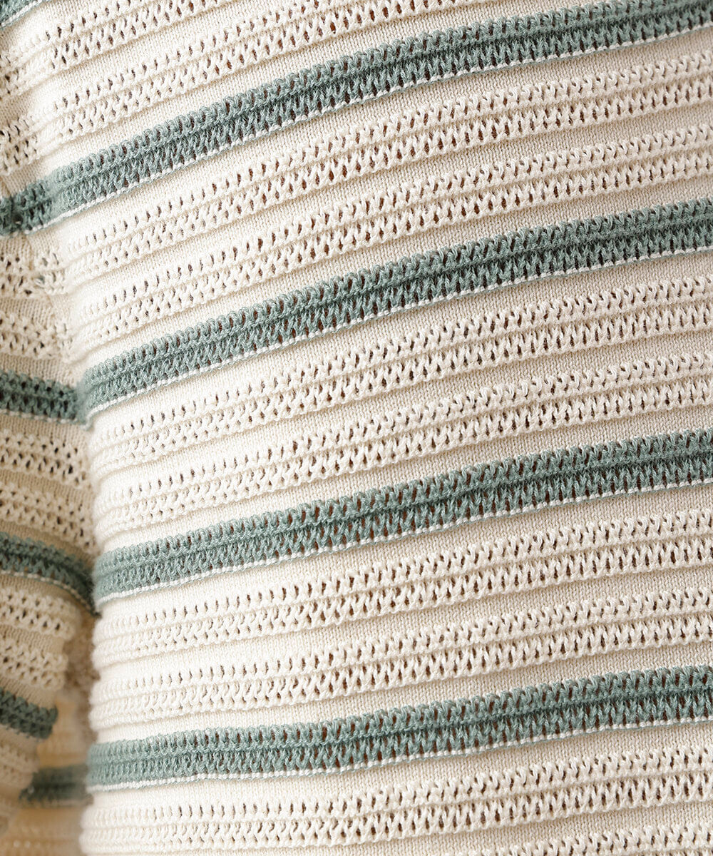 polo masculina de tricot listrada off white