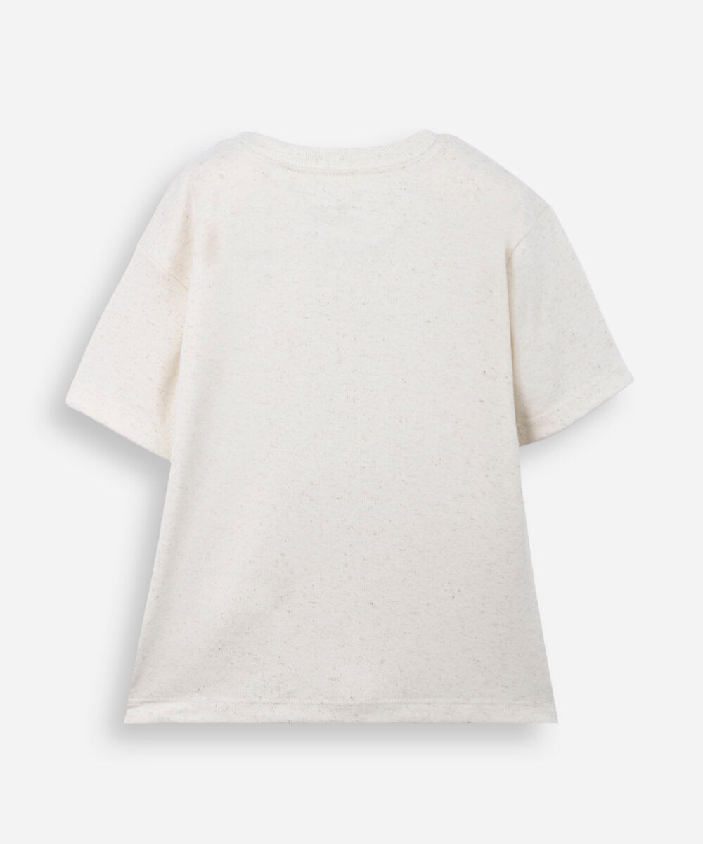 camiseta infantil manga curta estampada bege