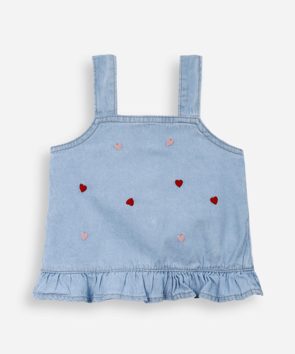 blusa infantil de algodão com bordados azul