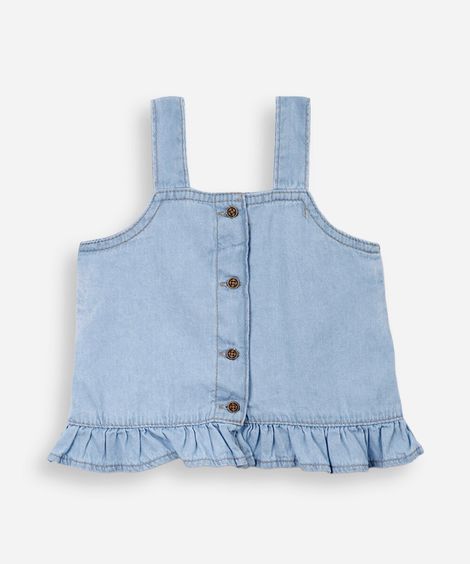 blusa infantil de algodão com bordados azul