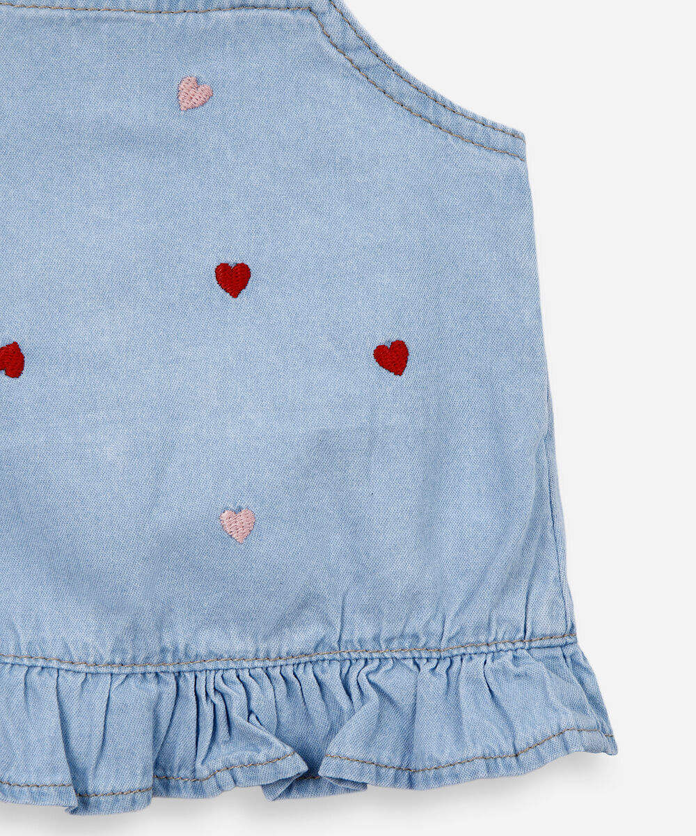 blusa infantil de algodão com bordados azul