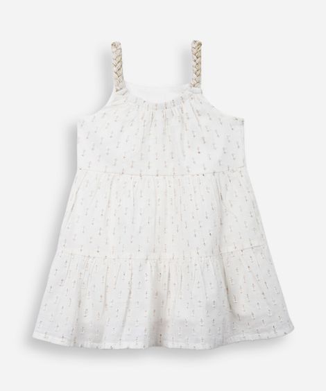 vestido infantil de algodão com lurex off white