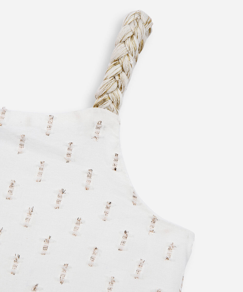 vestido infantil de algodão com lurex off white