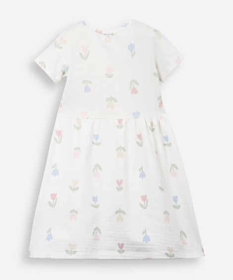 vestido infantil de algodão texturizado floral colorido