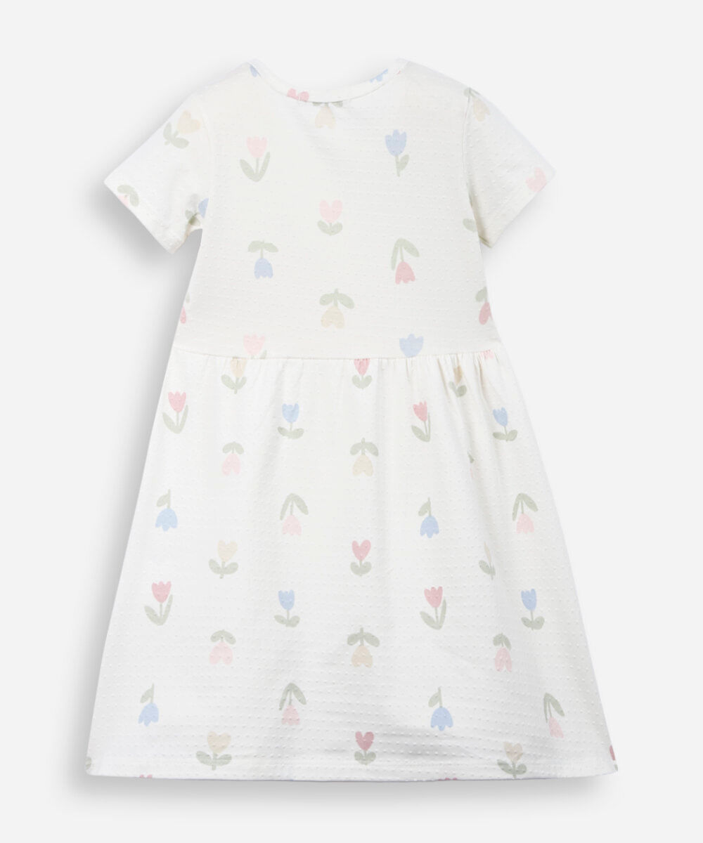 vestido infantil de algodão texturizado floral colorido