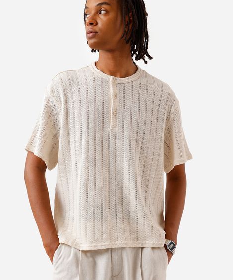 bata masculina de tricot off white