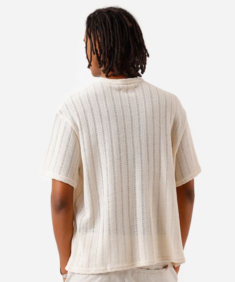 bata masculina de tricot off white