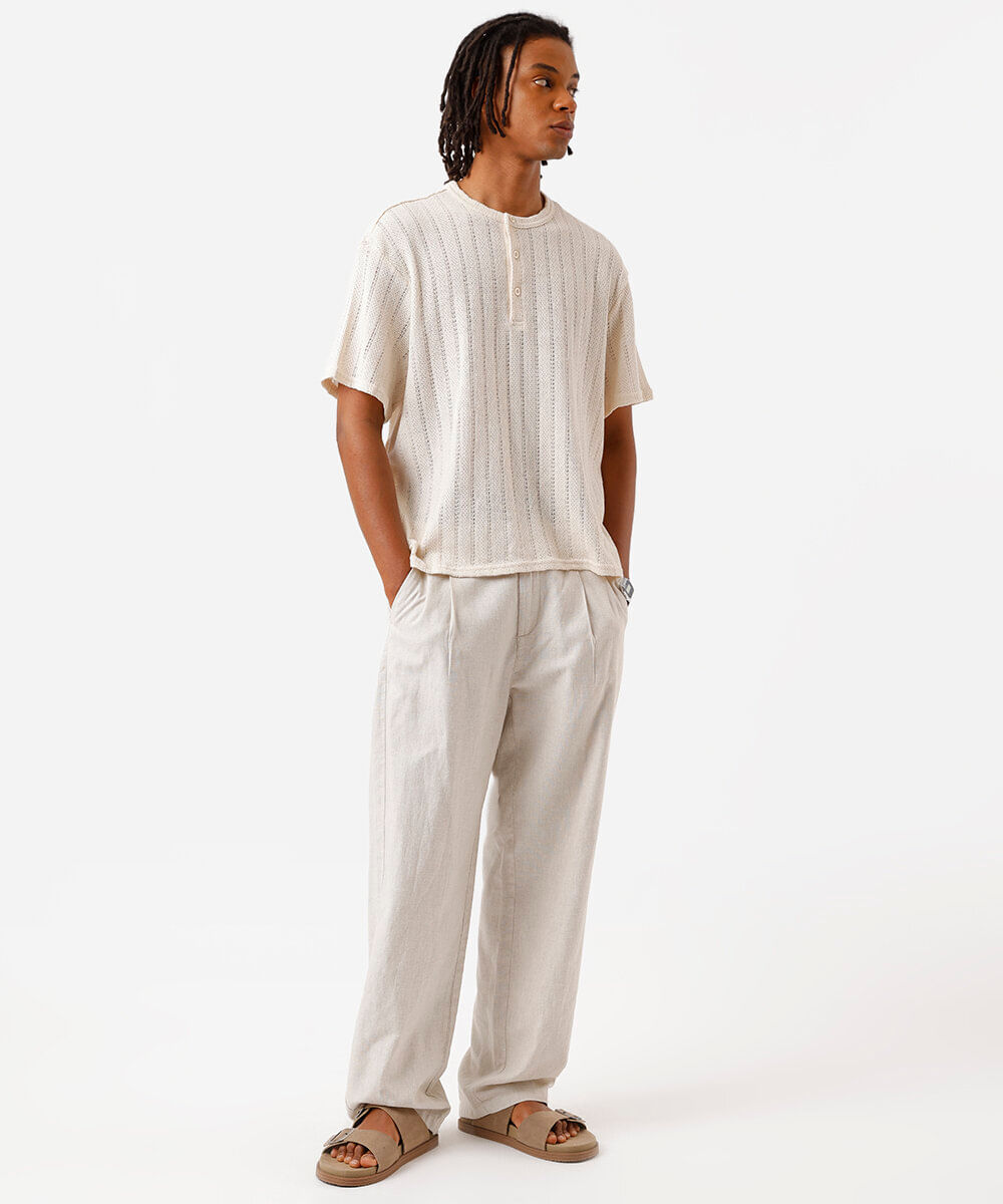 bata masculina de tricot off white