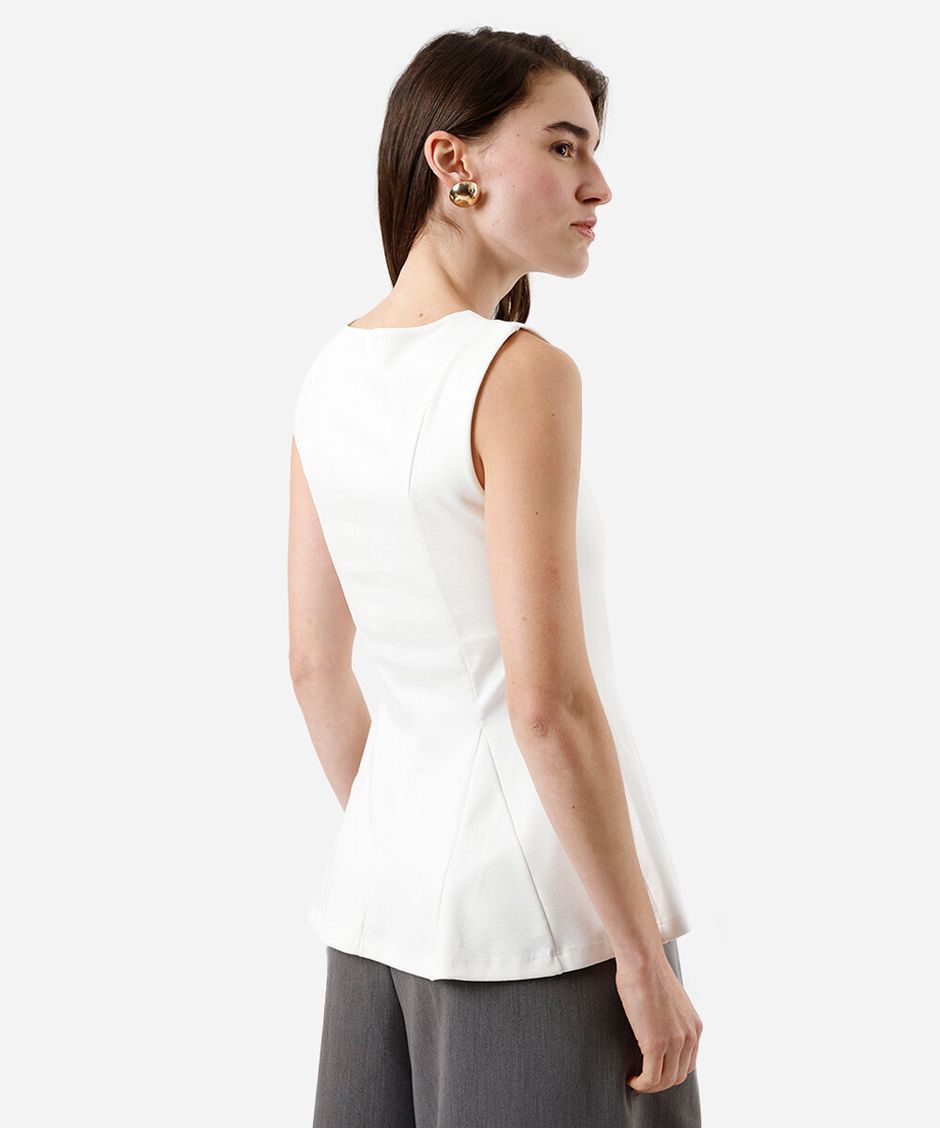 regata peplum feminina com viscose decote v off white