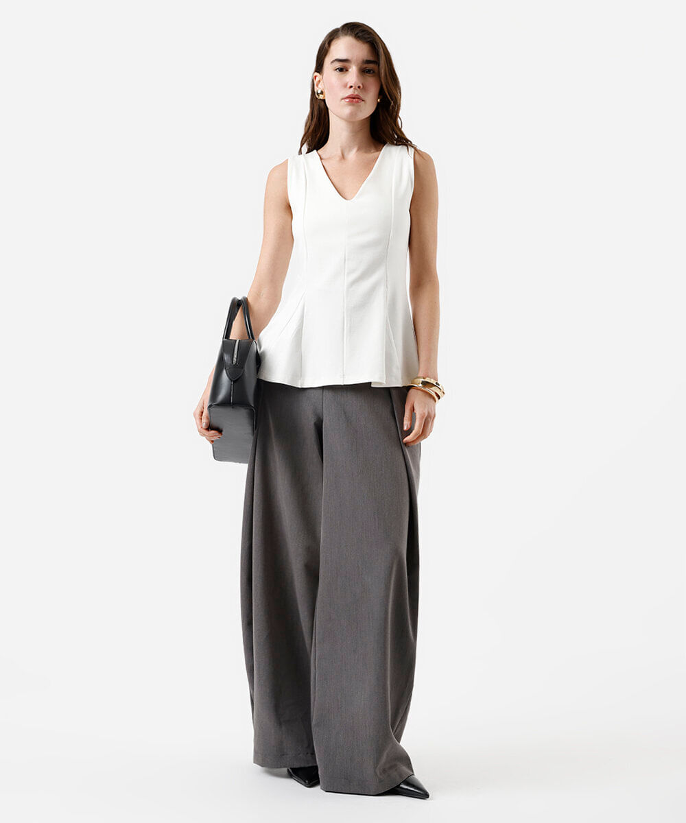 regata peplum feminina com viscose decote v off white