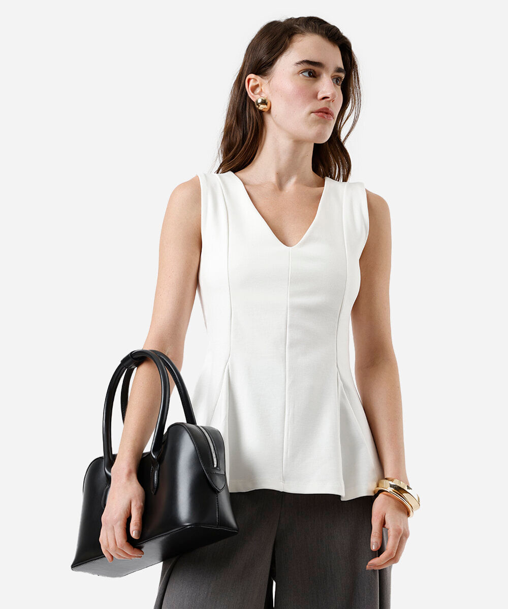 regata peplum feminina com viscose decote v off white