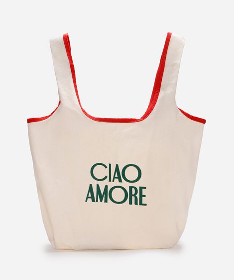 ecobag algodão ciao amore off white