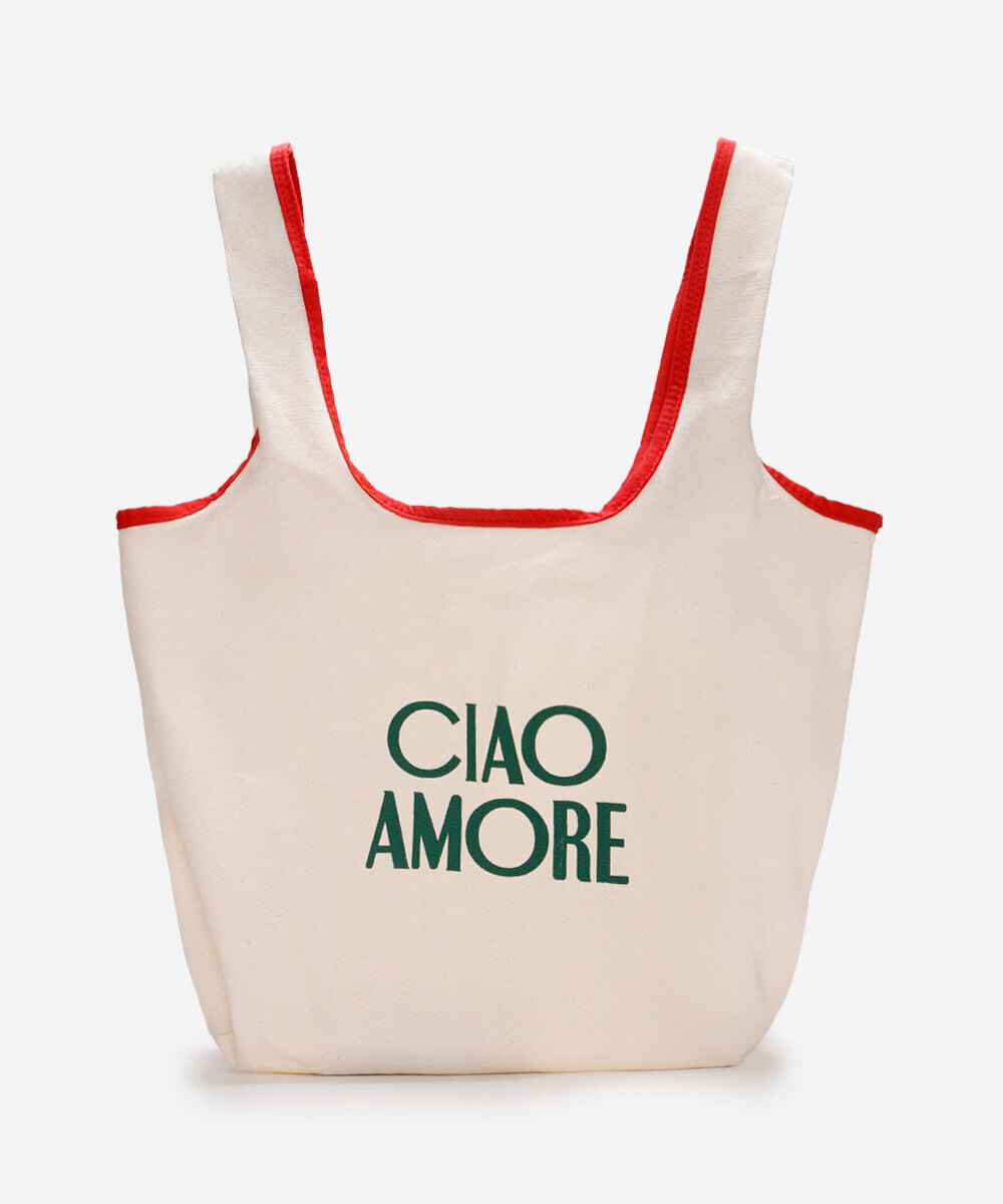 ecobag algodão ciao amore off white