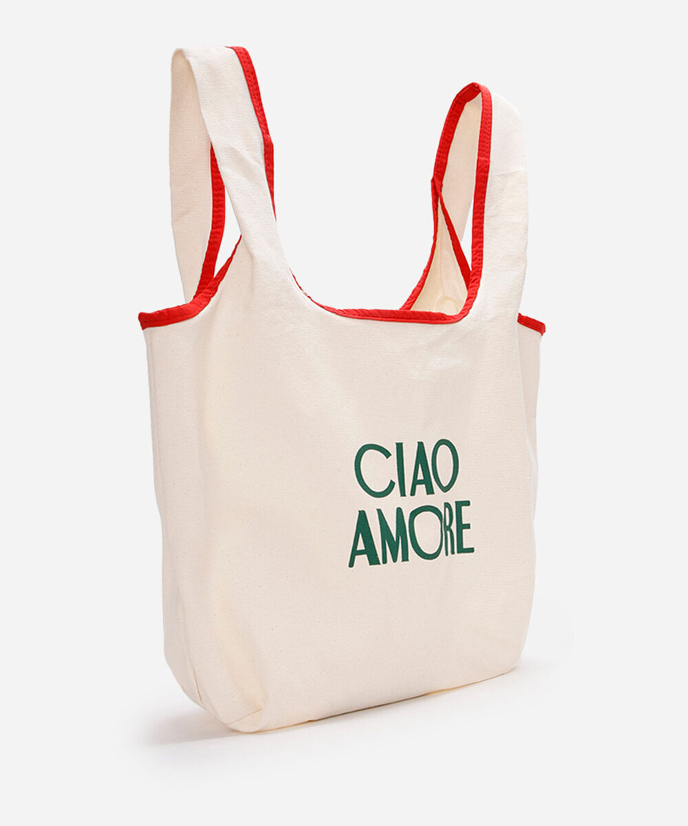 ecobag algodão ciao amore off white