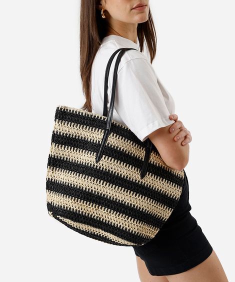 bolsa shopper texturizada listrada colorido