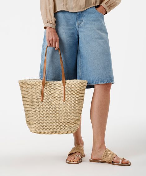 bolsa shopper texturizada bege