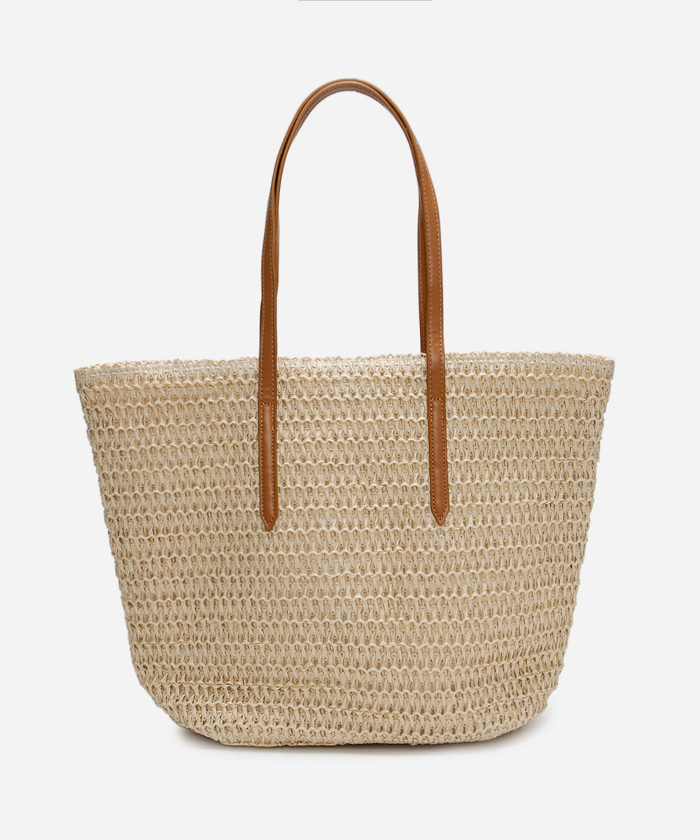 bolsa shopper texturizada bege