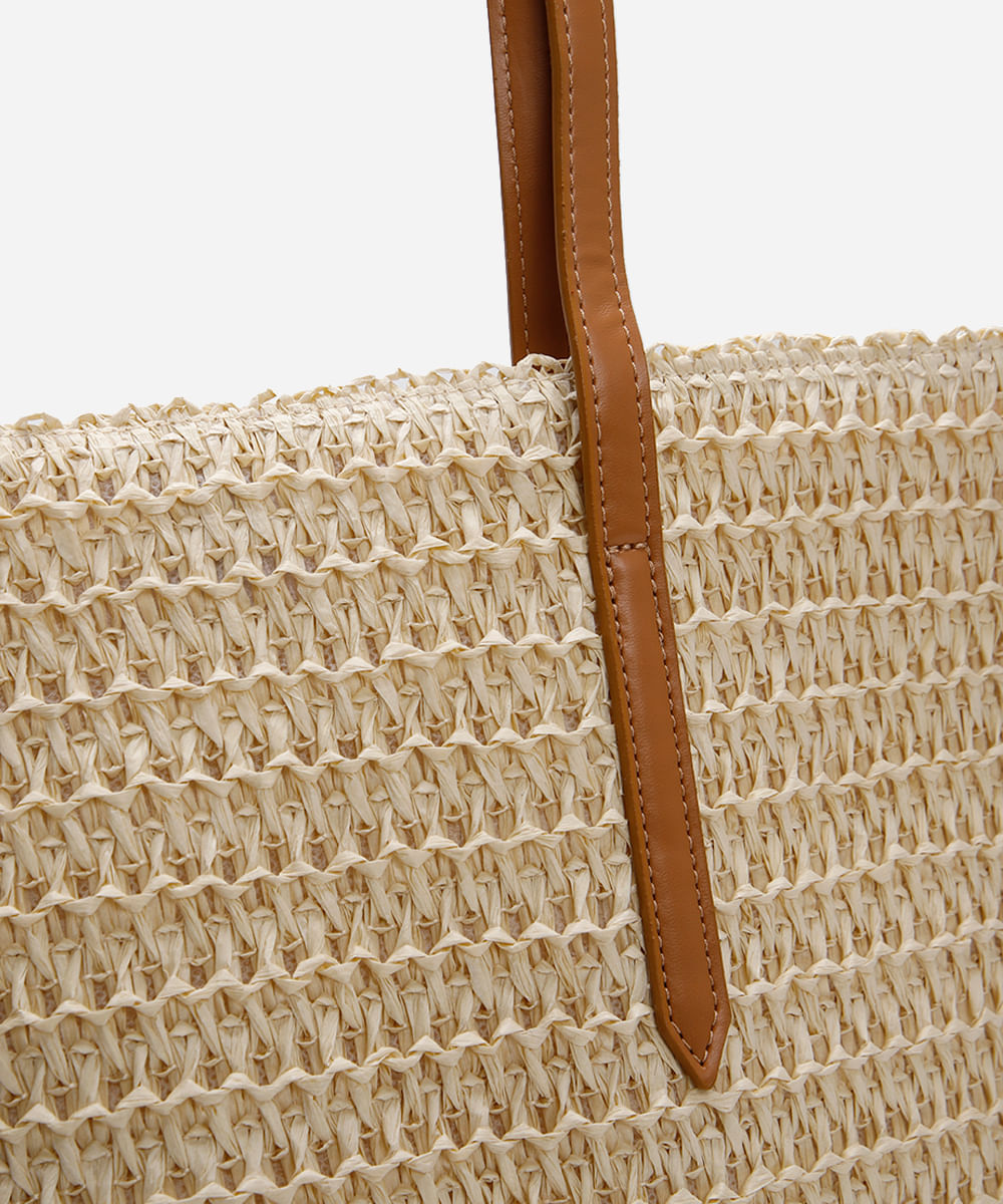 bolsa shopper texturizada bege