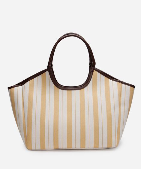 bolsa shopper listrada amarela