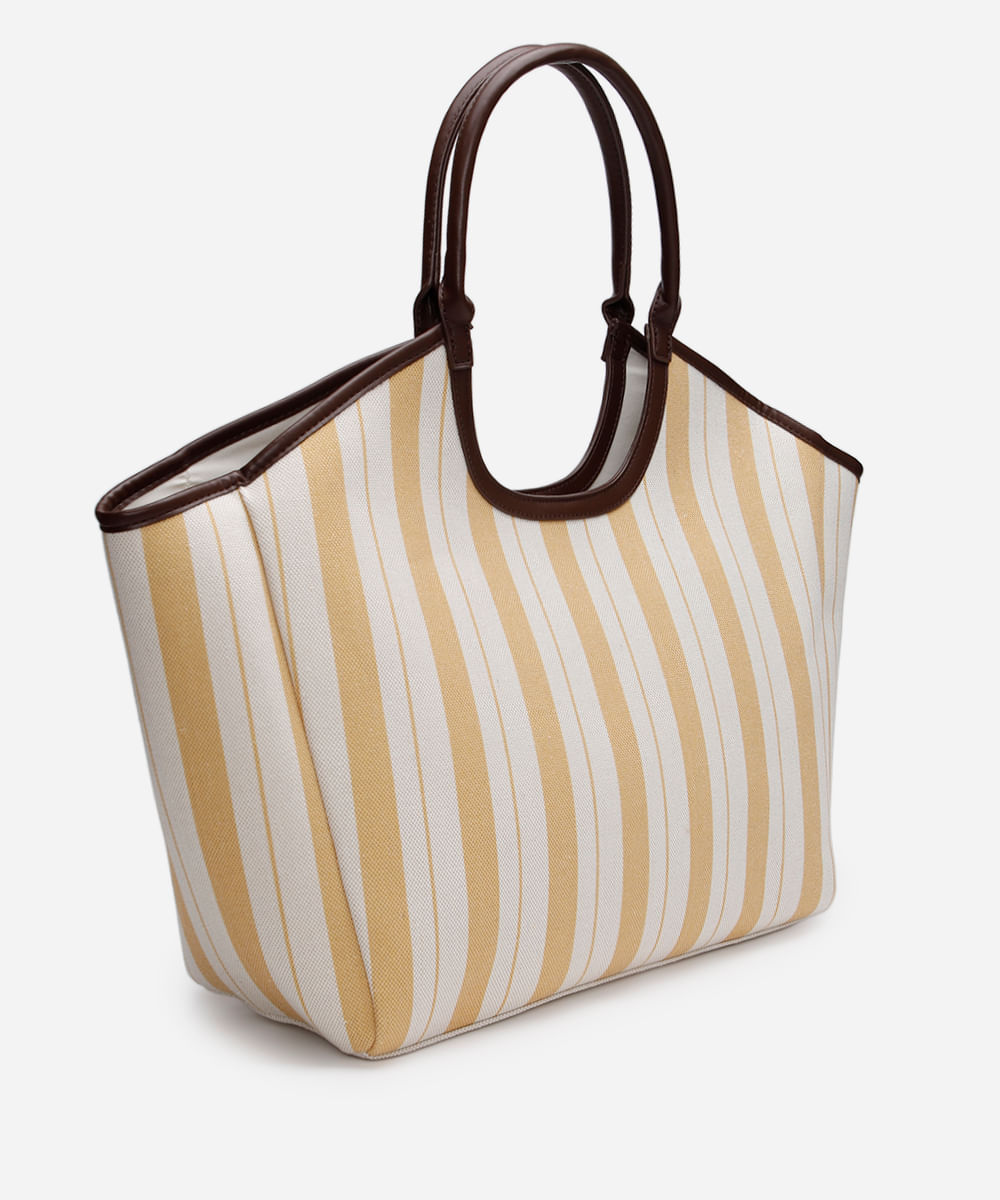 bolsa shopper listrada amarela