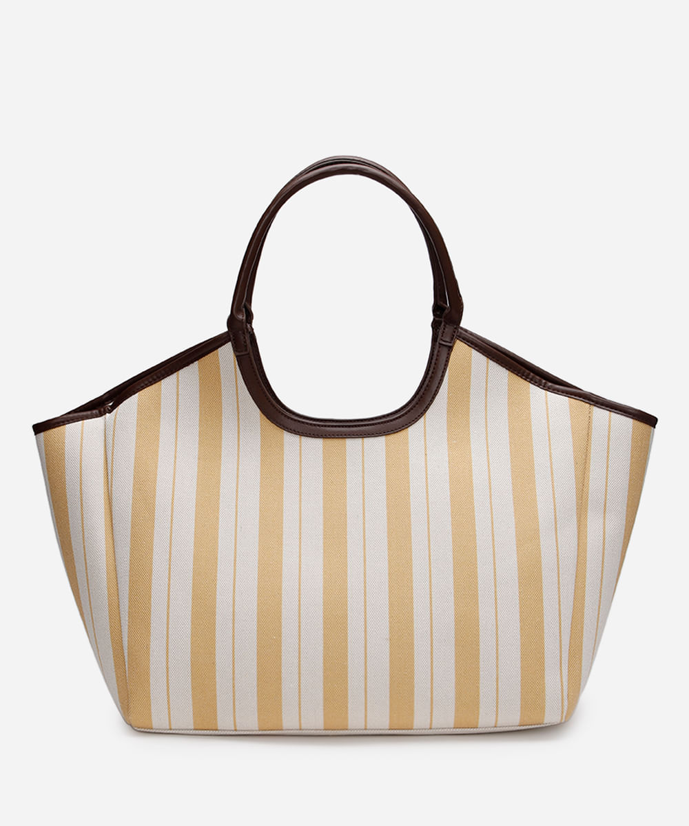bolsa shopper listrada amarela