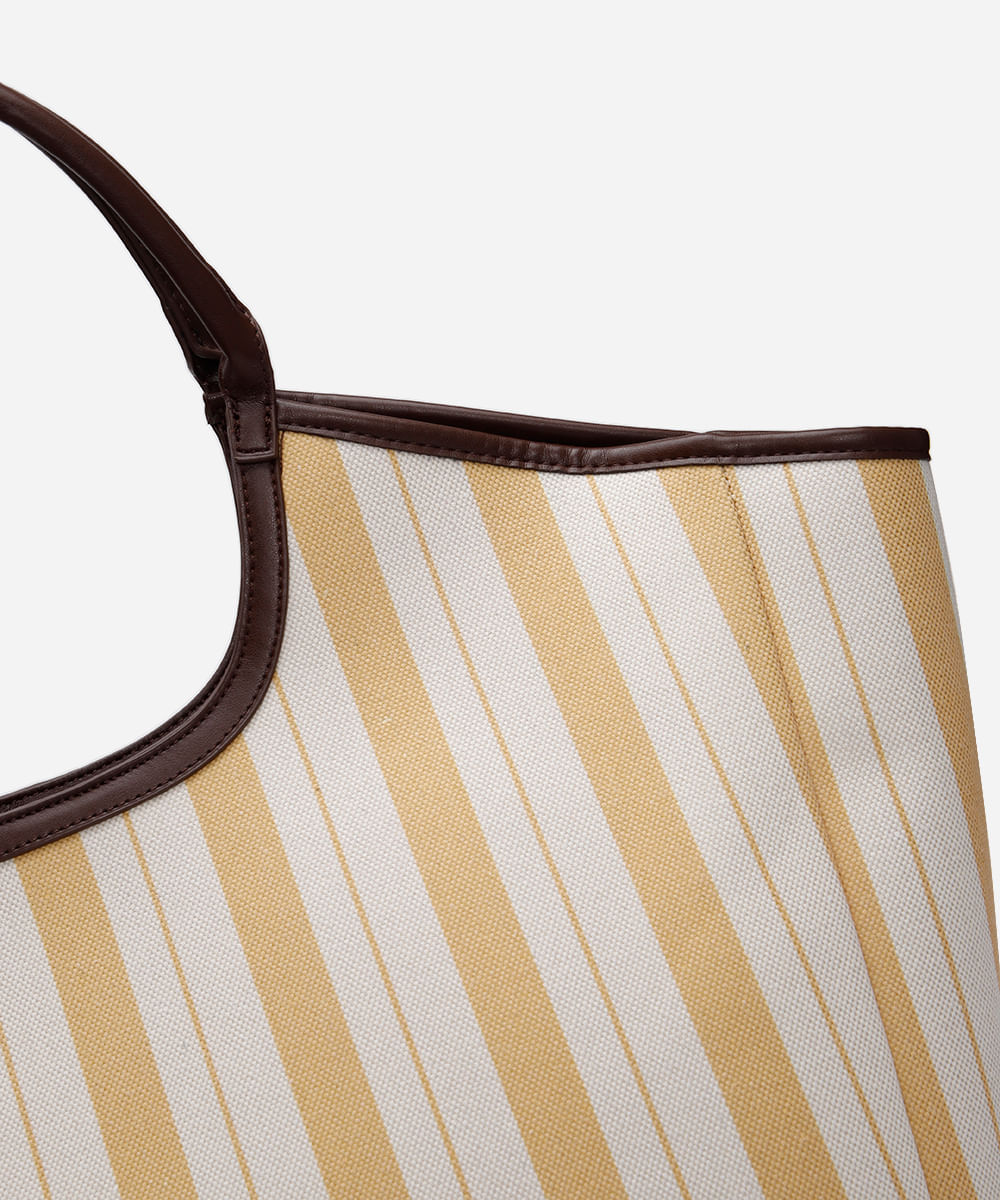 bolsa shopper listrada amarela